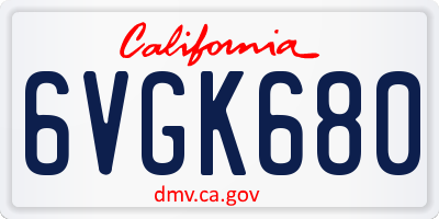 CA license plate 6VGK680