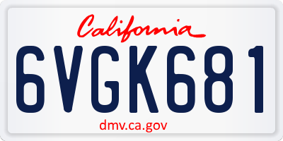CA license plate 6VGK681