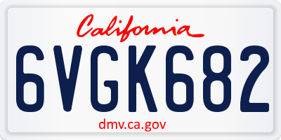 CA license plate 6VGK682