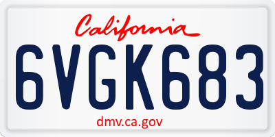 CA license plate 6VGK683