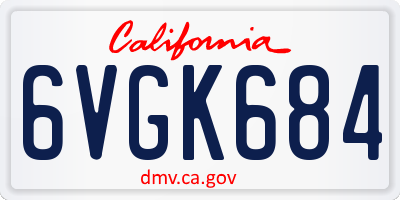 CA license plate 6VGK684