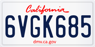 CA license plate 6VGK685