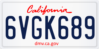 CA license plate 6VGK689