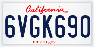 CA license plate 6VGK690