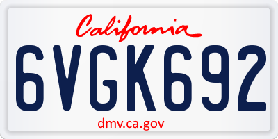 CA license plate 6VGK692