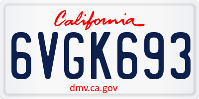 CA license plate 6VGK693