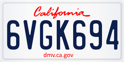 CA license plate 6VGK694