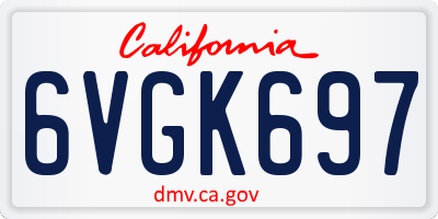 CA license plate 6VGK697