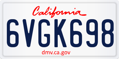 CA license plate 6VGK698