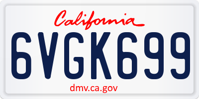 CA license plate 6VGK699
