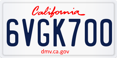 CA license plate 6VGK700