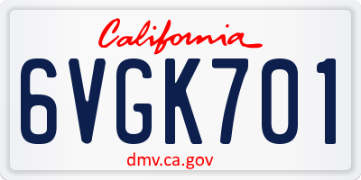 CA license plate 6VGK701