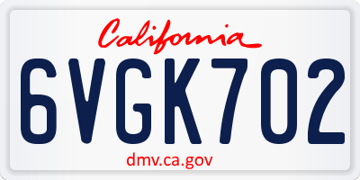 CA license plate 6VGK702