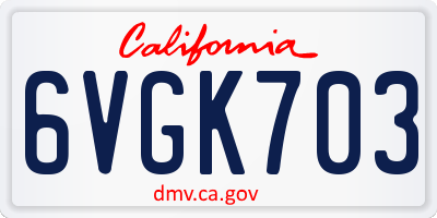 CA license plate 6VGK703