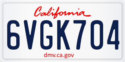 CA license plate 6VGK704