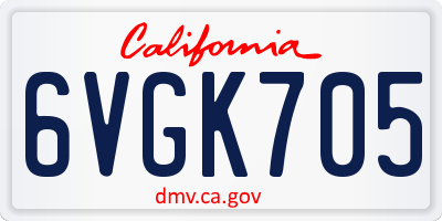 CA license plate 6VGK705