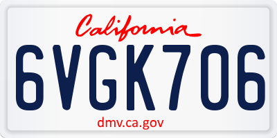 CA license plate 6VGK706