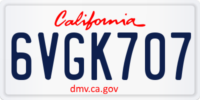 CA license plate 6VGK707