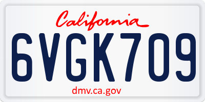 CA license plate 6VGK709