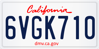 CA license plate 6VGK710