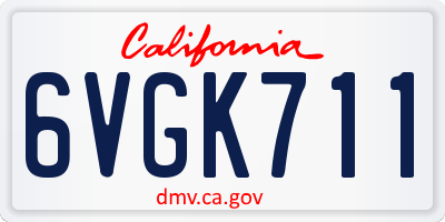CA license plate 6VGK711
