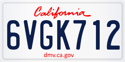 CA license plate 6VGK712