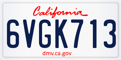 CA license plate 6VGK713