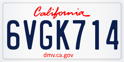 CA license plate 6VGK714