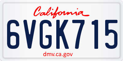 CA license plate 6VGK715