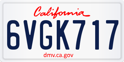 CA license plate 6VGK717