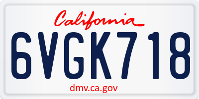 CA license plate 6VGK718