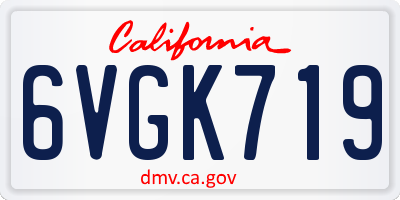 CA license plate 6VGK719