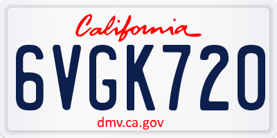 CA license plate 6VGK720