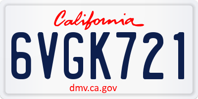 CA license plate 6VGK721