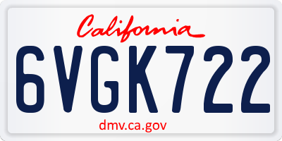 CA license plate 6VGK722