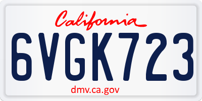 CA license plate 6VGK723