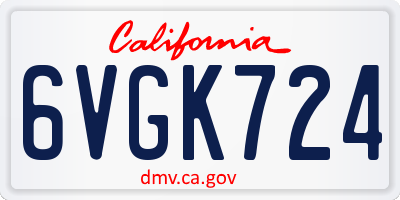 CA license plate 6VGK724
