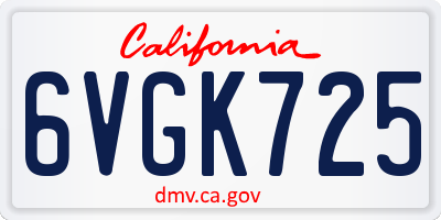 CA license plate 6VGK725
