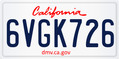 CA license plate 6VGK726