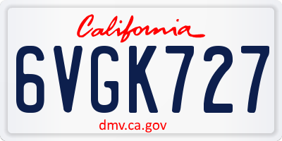 CA license plate 6VGK727