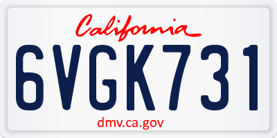 CA license plate 6VGK731