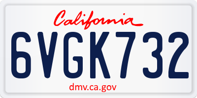 CA license plate 6VGK732