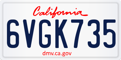 CA license plate 6VGK735