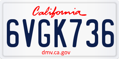 CA license plate 6VGK736