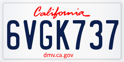 CA license plate 6VGK737