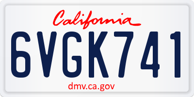 CA license plate 6VGK741
