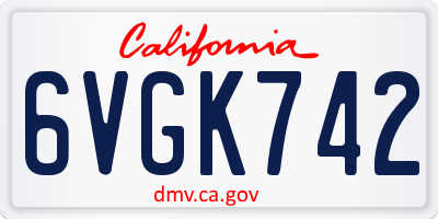 CA license plate 6VGK742