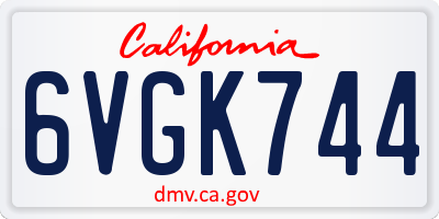 CA license plate 6VGK744