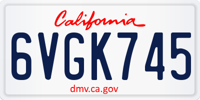 CA license plate 6VGK745