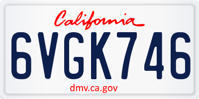 CA license plate 6VGK746